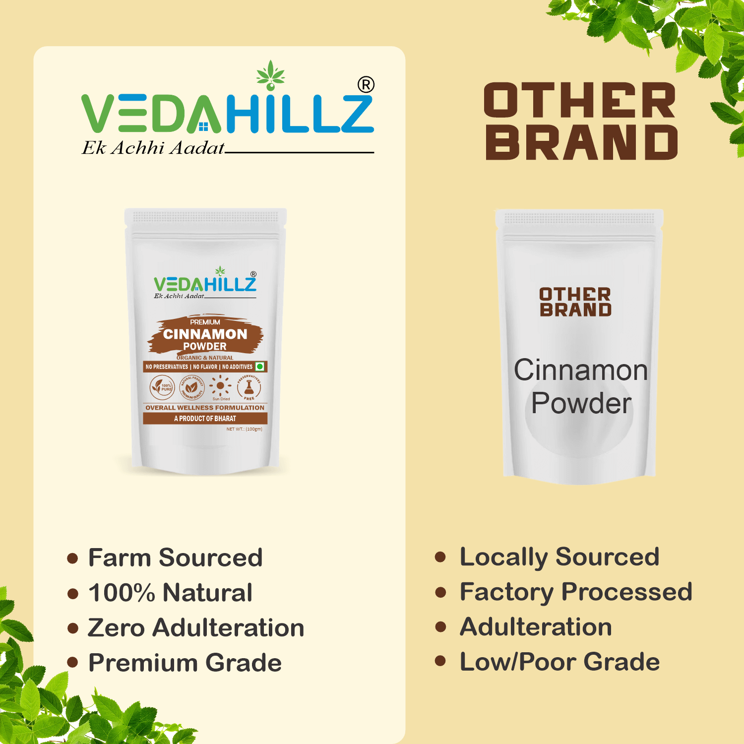 Vedahillz Cinnamon Powder for Cooking and Health Made from Selected Premium Ceylon Cinnamon